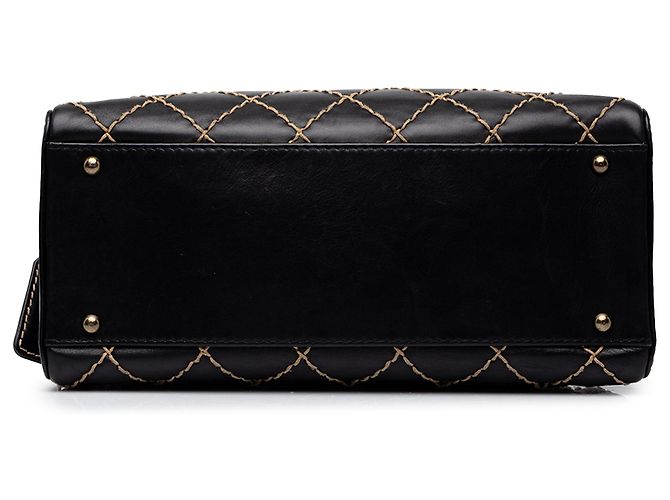 Borsa Chanel Black CC Calfskin Wild Stitch - vista 3
