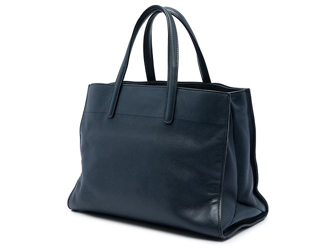 Borsa Tote Prada Blue Saffiano Soft Triple Pocket - vista 2