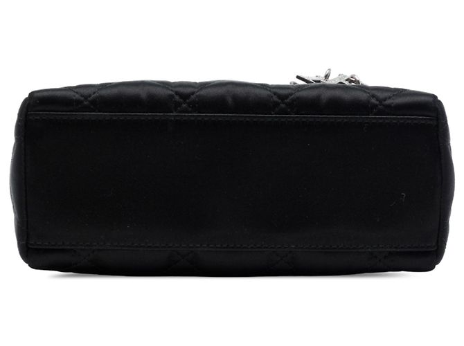 Dior Mini Lady Dior in raso Cannage nero con cristalli Swarovski - vista 3
