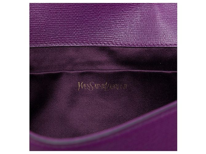 Autre Marque Clutch Saint Laurent Chyc Ligne in pelle testurizzata viola - vista 5