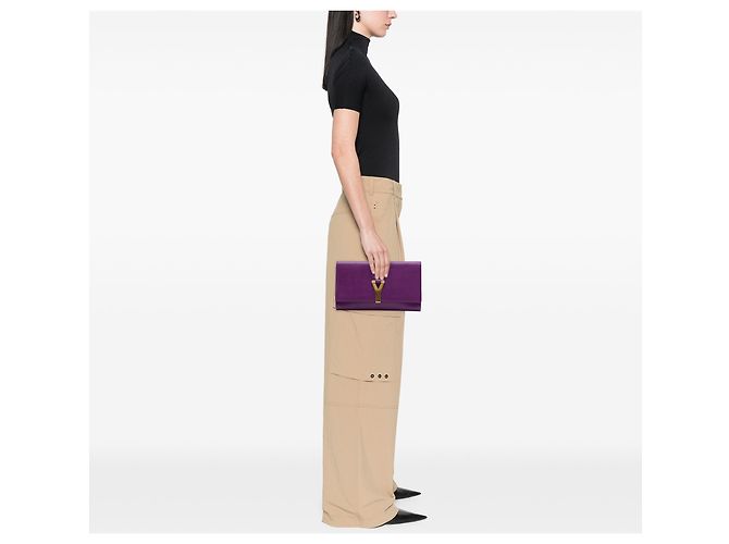 Autre Marque Clutch Saint Laurent Chyc Ligne in pelle testurizzata viola - vista 6