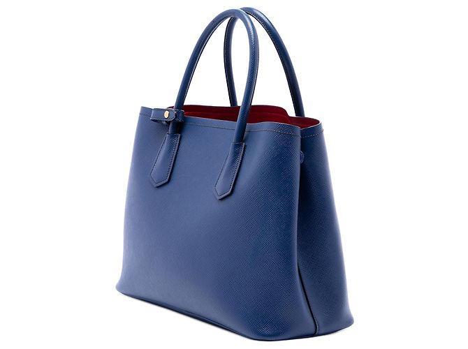 Prada Blue Medium Saffiano Cuir Double Handle Satchel - vista 2