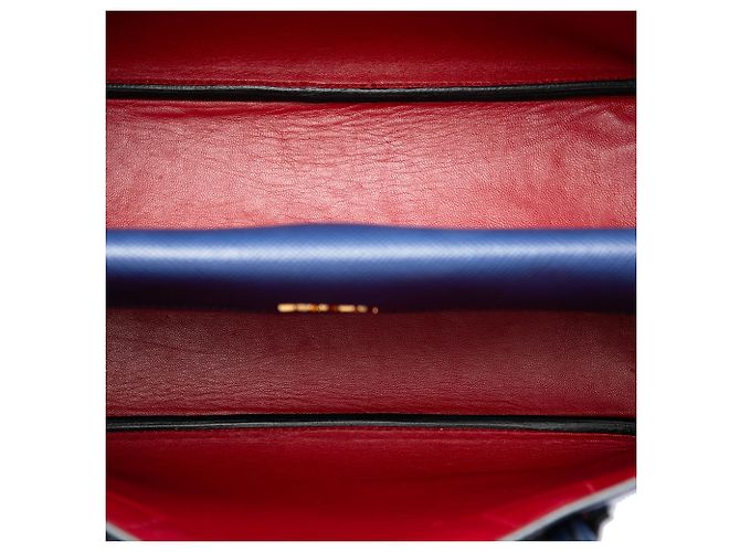 Prada Blue Medium Saffiano Cuir Double Handle Satchel - vista 4