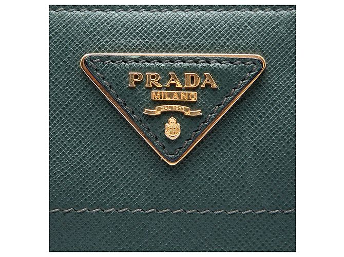 Borsa Tote Prada Green Saffiano Soft Triple Pocket - vista 5