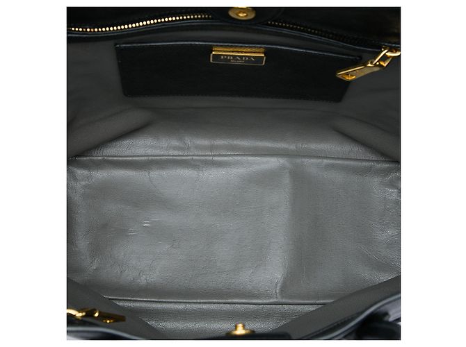 Borsa tote convertibile Prada in pelle Saffiano nera con zip laterale - vista 4