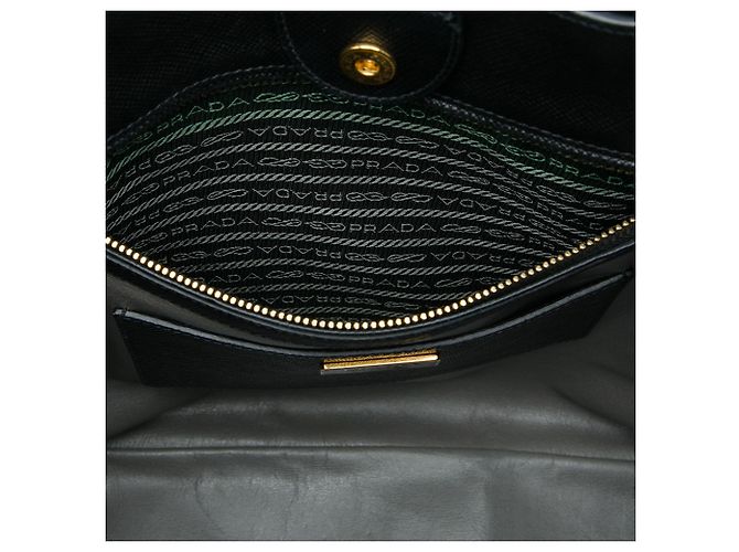 Borsa tote convertibile Prada in pelle Saffiano nera con zip laterale - vista 5