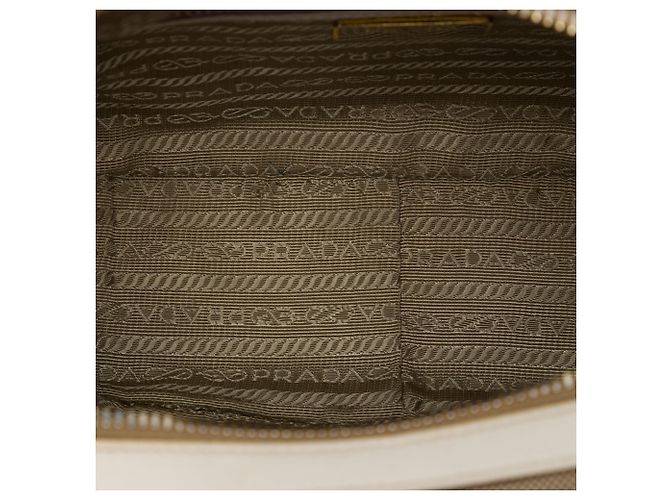Bolsa Camera Prada em lona Canapa bege com logo - vista 4