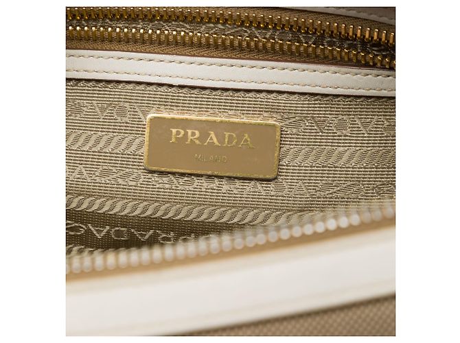 Bolsa Camera Prada em lona Canapa bege com logo - vista 5