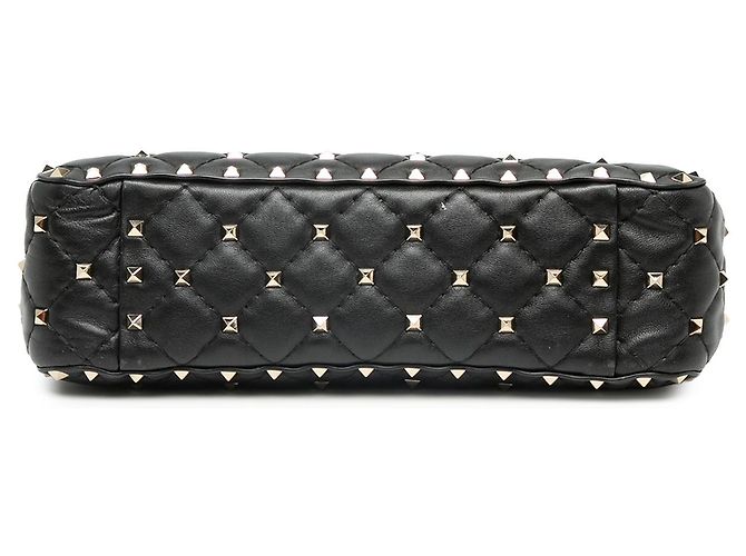 Borsa Satchel Valentino VLTN Rockstud Spike Medium in nappa nera - vista 3