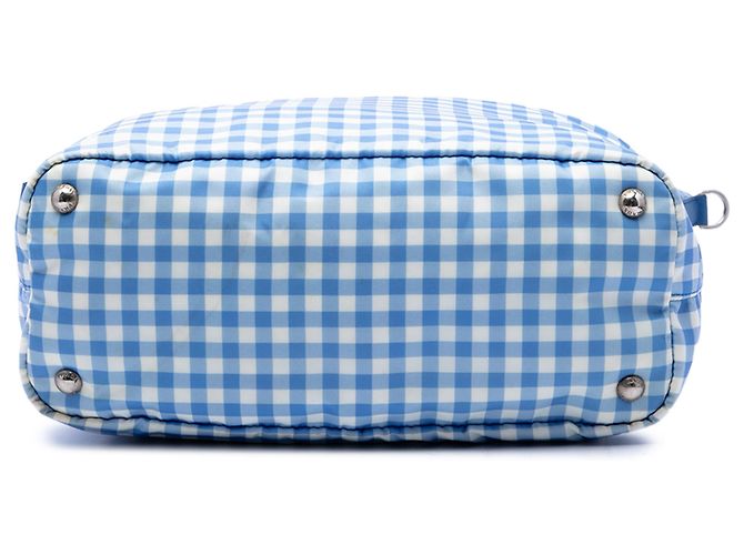 Borsa Satchel Prada in Tessuto Stampato Blu - vista 3