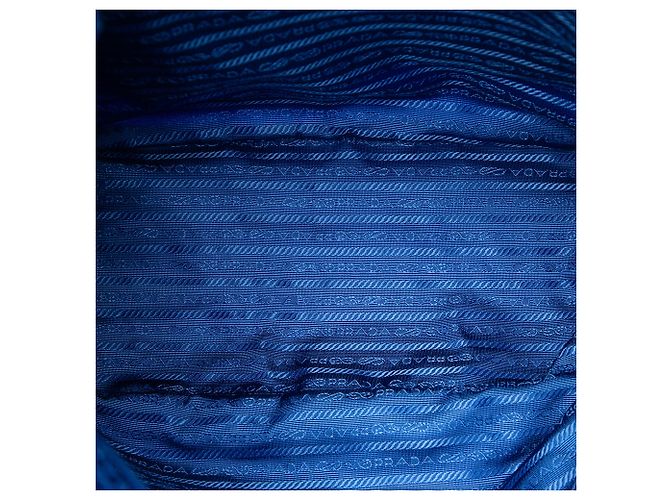 Borsa Satchel Prada in Tessuto Stampato Blu - vista 4