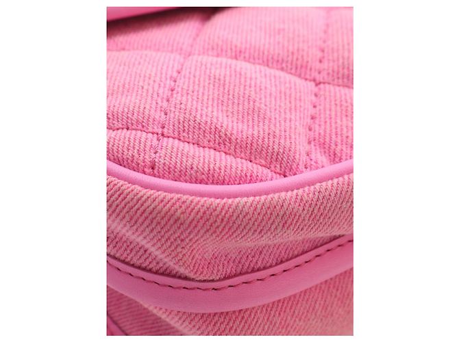Chanel Pink Small CC Quilted Denim Messenger Flap - vista 10