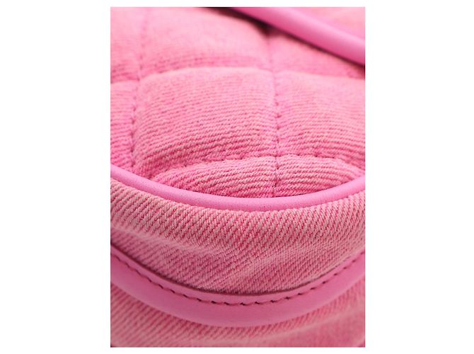 Chanel Pink Small CC Quilted Denim Messenger Flap - vista 11