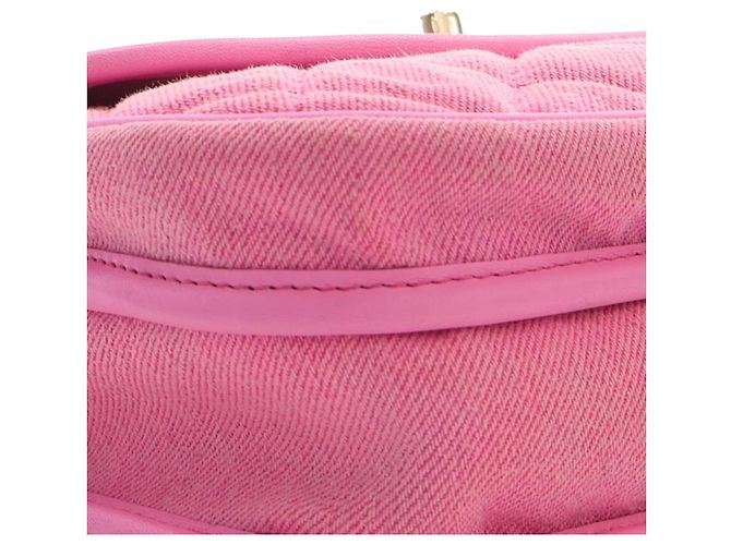 Chanel Pink Small CC Quilted Denim Messenger Flap - vista 15