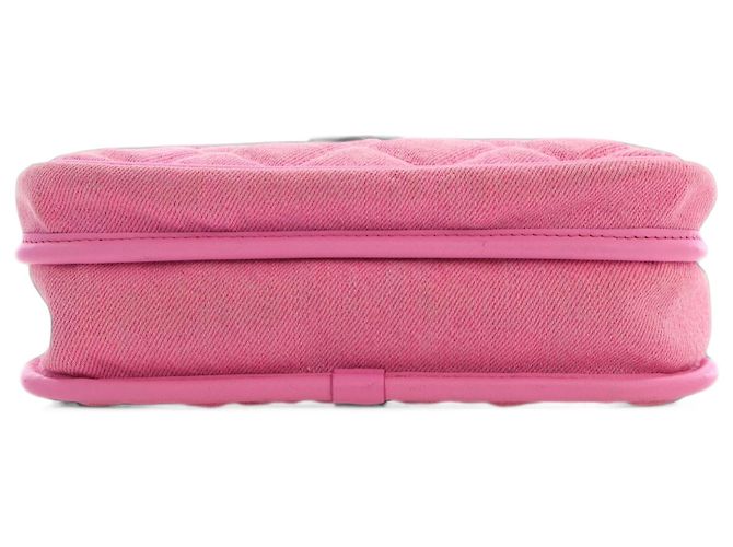 Chanel Pink Small CC Quilted Denim Messenger Flap - vista 3