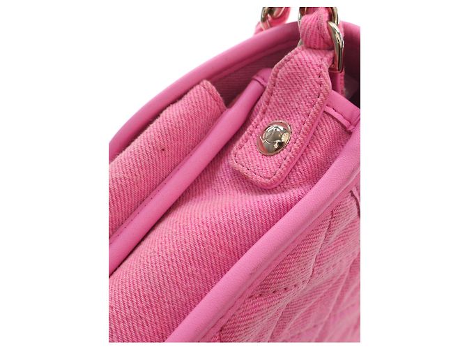 Chanel Pink Small CC Quilted Denim Messenger Flap - vista 8