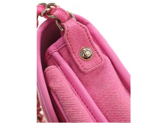 Chanel Pink Small CC Quilted Denim Messenger Flap - vista 9