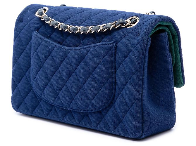 Chanel Blue Medium Classic Jersey Double Flap - vista 2