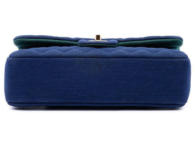 Chanel Blue Medium Classic Jersey Double Flap - vista 3