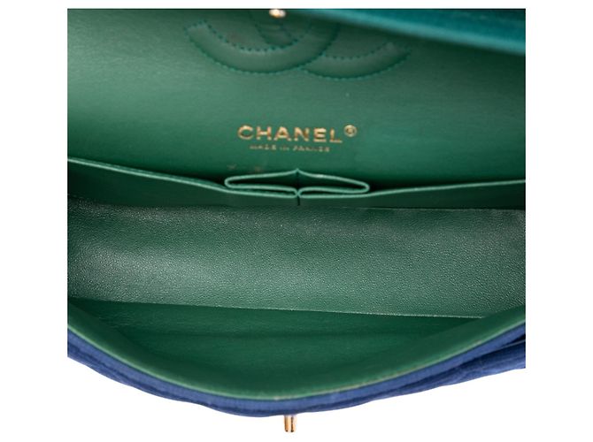 Chanel Blue Medium Classic Jersey Double Flap - vista 4