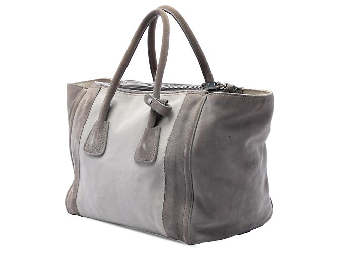 Borsa Prada Gray Scamosciato and Canapa Twin Pocket Double Handle Satchel - vista 2