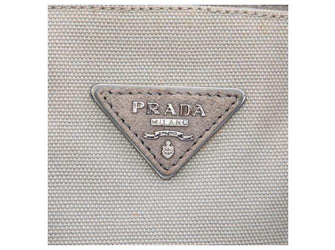 Borsa Prada Gray Scamosciato and Canapa Twin Pocket Double Handle Satchel - vista 5