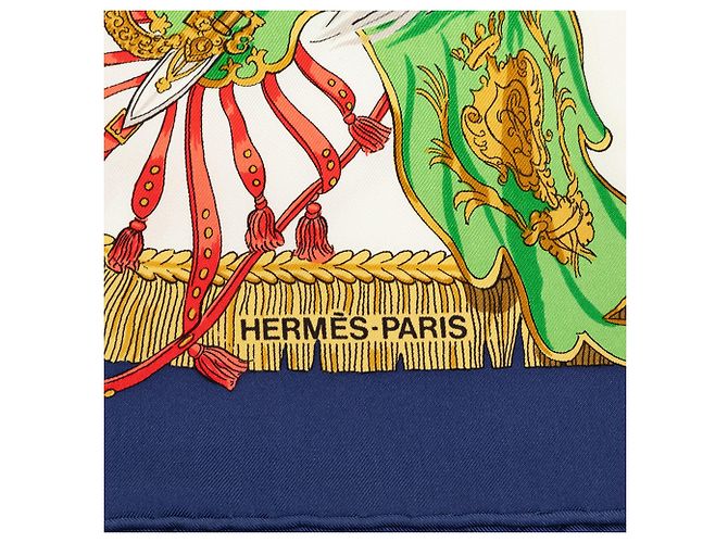 Foulard di seta Hermès White Caparacons de la France et de lInde 90 - vista 3