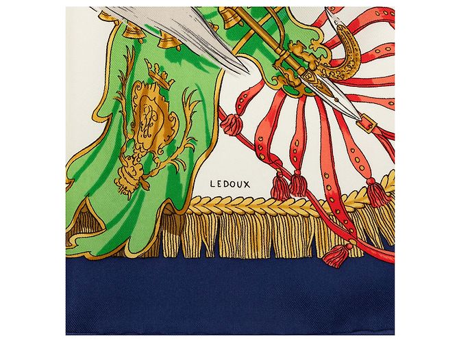 Foulard di seta Hermès White Caparacons de la France et de lInde 90 - vista 5