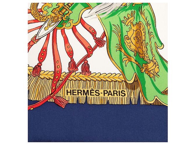 Foulard di seta Hermès White Caparacons de la France et de lInde 90 - vista 6
