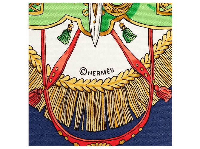 Foulard di seta Hermès White Caparacons de la France et de lInde 90 - vista 8