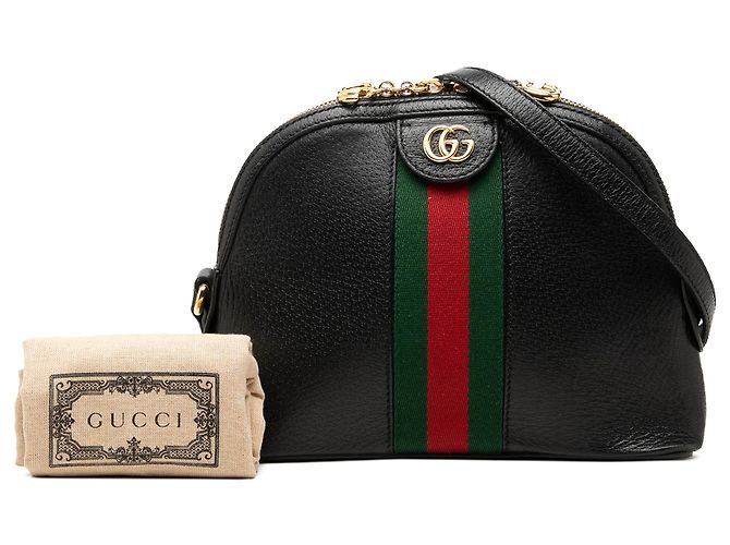 Gucci Borsa a tracolla Dome Ophidia piccola in pelle di vitello nera con Web - vista 8