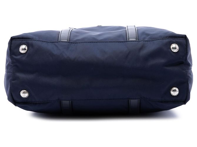 Borsa Satchel Prada in Tessuto con rifiniture in Vitello blu - vista 3