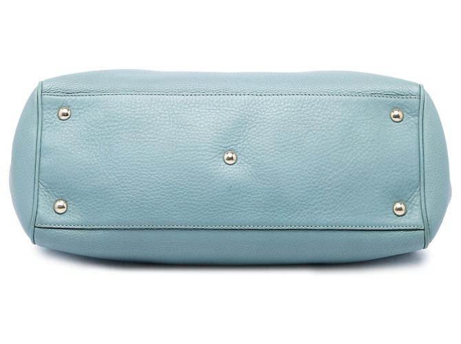 Borsa Gucci Blue Medium Calfskin Bamboo Shopper - vista 3