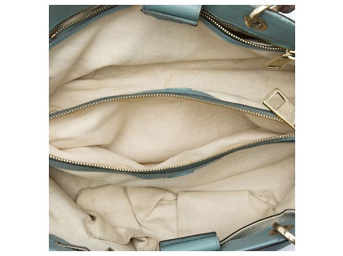 Borsa Gucci Blue Medium Calfskin Bamboo Shopper - vista 4