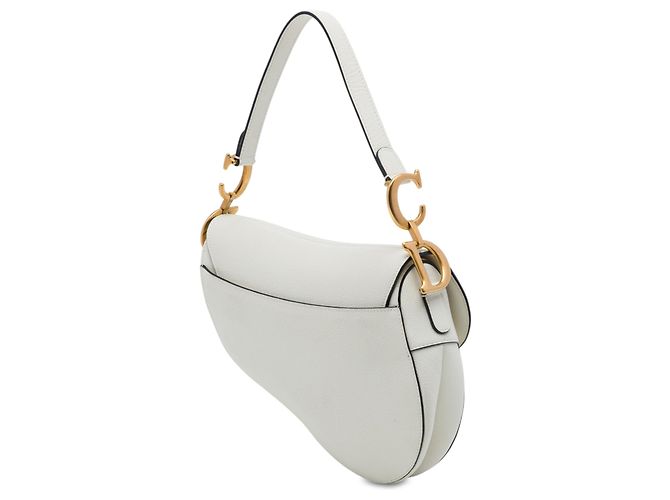 Borsa Saddle Dior in pelle di vitello martellata bianca - vista 2