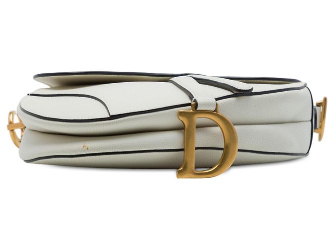 Borsa Saddle Dior in pelle di vitello martellata bianca - vista 3