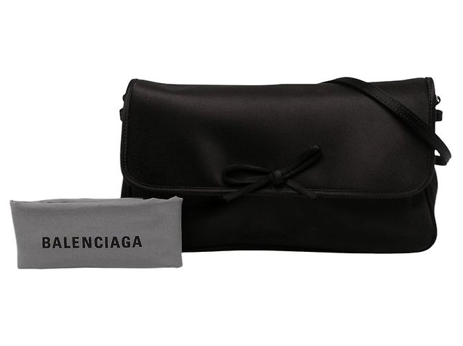 Pochette Leopolda Balenciaga in raso nero - vista 6