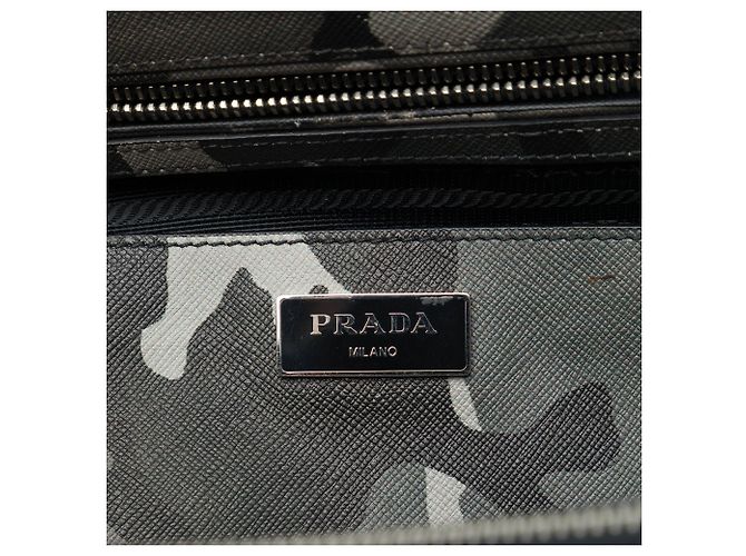 Borsa Prada Galleria Double Zip Medium Saffiano Lux Camouflage Grigia - vista 5