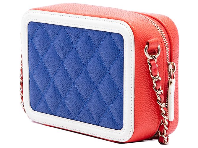 Chanel Blue Mini Tricolor Caviar CC Filigree Vanity Case - vista 2