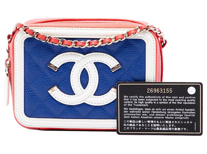 Chanel Blue Mini Tricolor Caviar CC Filigree Vanity Case - vista 7