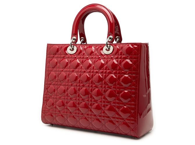 Dior Red Large Patent Cannage Lady Dior - vista 2