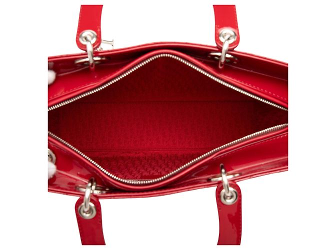Dior Red Large Patent Cannage Lady Dior - vista 4