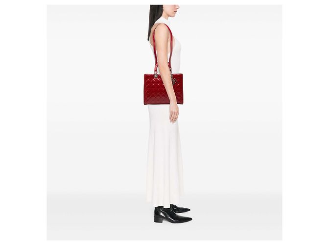 Dior Red Large Patent Cannage Lady Dior - vista 6