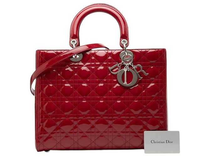 Dior Red Large Patent Cannage Lady Dior - vista 7