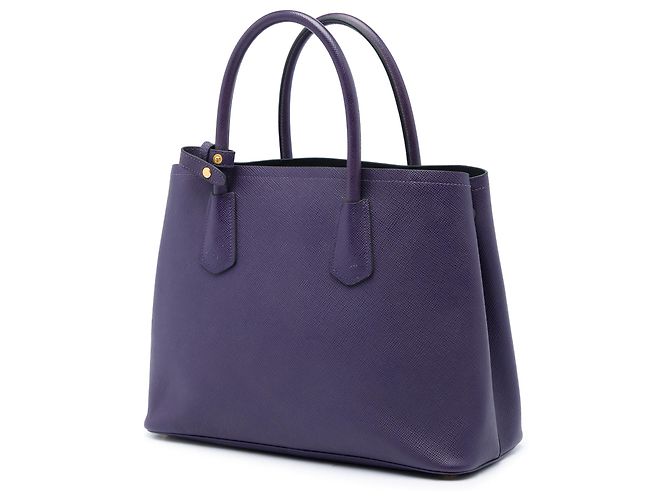 Prada Bolsa Double Satchel em Couro Saffiano Roxo Medium - vista 2