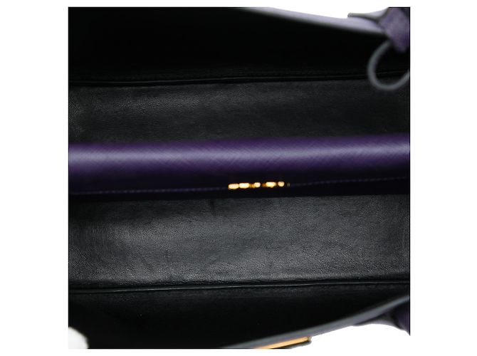 Prada Bolsa Double Satchel em Couro Saffiano Roxo Medium - vista 4