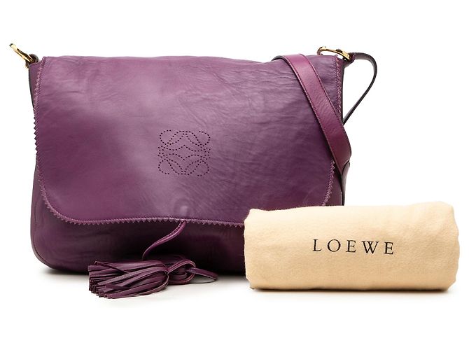 Borsa a tracolla LOEWE Purple Nappa Anagram Tassel - vista 7