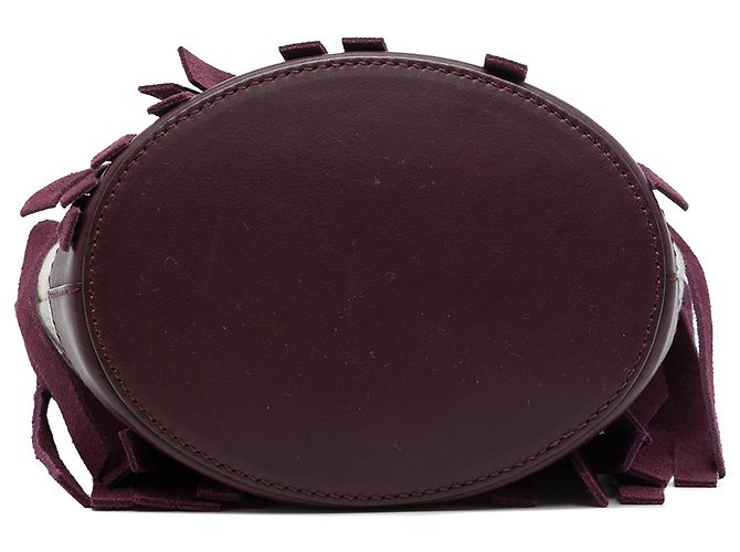 Borsa a secchiello Burberry Red Mega Check in tela e camoscio con frange - vista 3