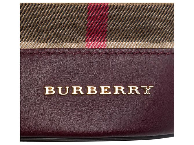 Borsa a secchiello Burberry Red Mega Check in tela e camoscio con frange - vista 5