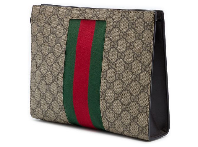 Gucci Beige GG Supreme Web Clutch - Ansicht 2